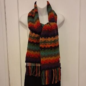 Novica Peru 100% Alpaca Multicolor Soft Knit Scarf with Fringe